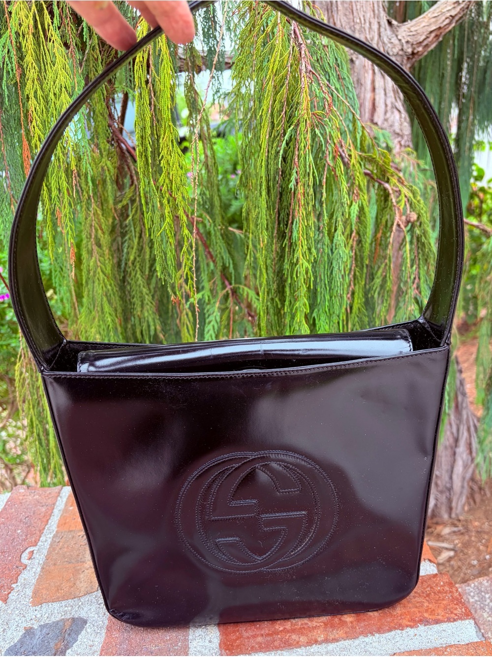 Minimalist Gucci Leather Bag Authentic Interior Damaged Vintage